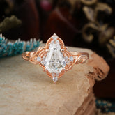 Antique Nature Inspired Coffin-Cut Lab Diamond Engagement Ring